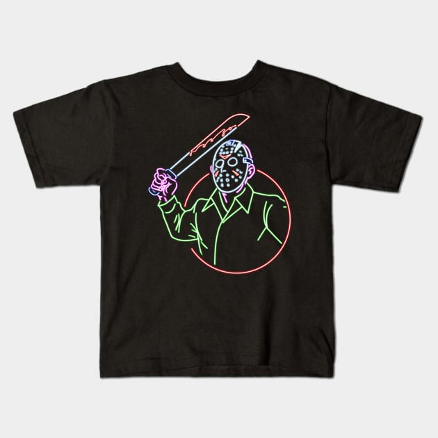 Jason neon style Kids T-Shirt by AlanSchell76